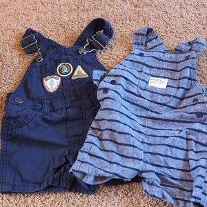 Navy and Gray Striped Baby Overalls
